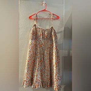 Aerie strawberry 🍓 print cottagecore tie shoulder mini dress